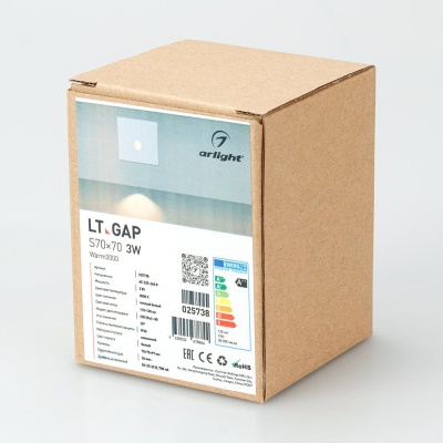 Светильник LT-GAP-S70x70-3W Warm3000 (WH, 30 deg)