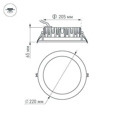 Светодиодный светильник LTD-220WH-FROST-30W Warm White 110deg