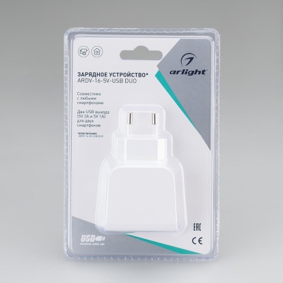 Блок питания ARDV-16-5V-USB DUO (5V, 3.1A, 16W, White)
