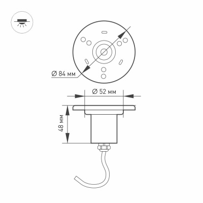 Светильник KT-AQUA-R85-7W Warm3000 (SL, 25 deg, 12V)